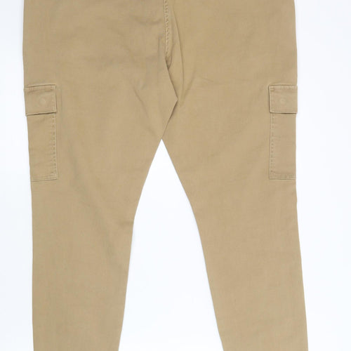 M&S Womens Brown   Cargo Trousers Size 18 L27 in