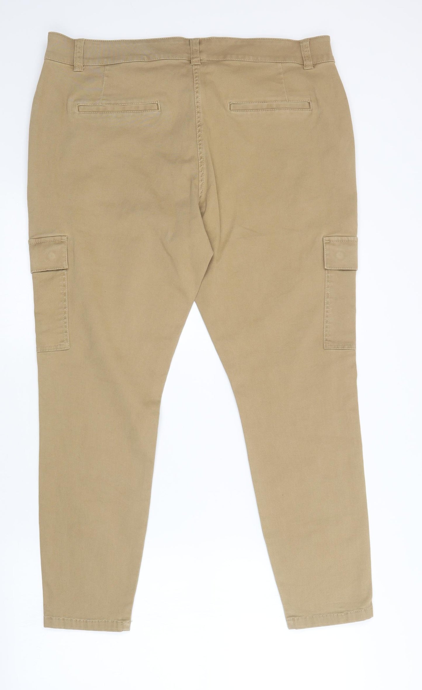 M&S Womens Brown   Cargo Trousers Size 18 L27 in