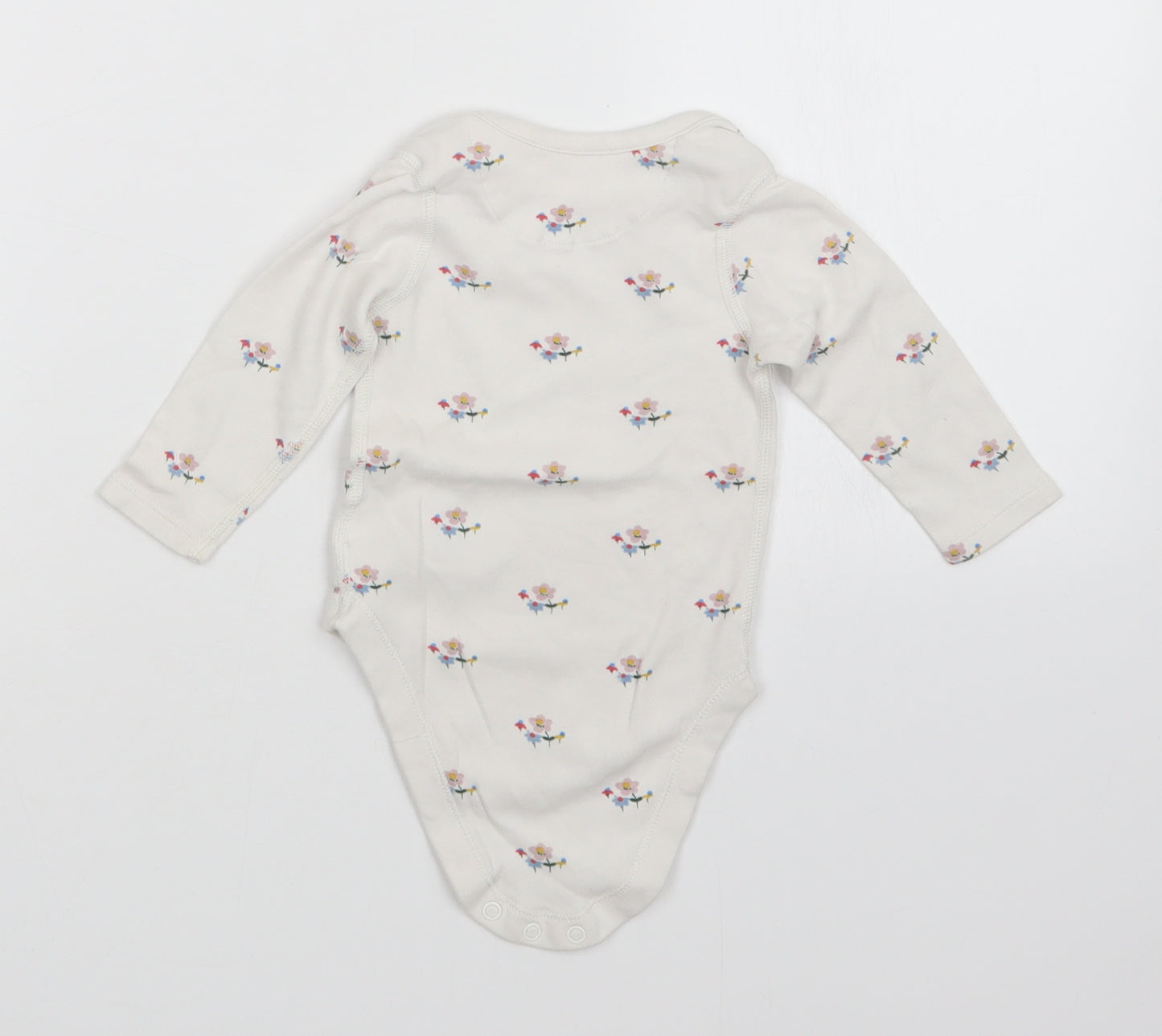 M&S Girls White Floral  Babygrow One-Piece Size 9-12 Months