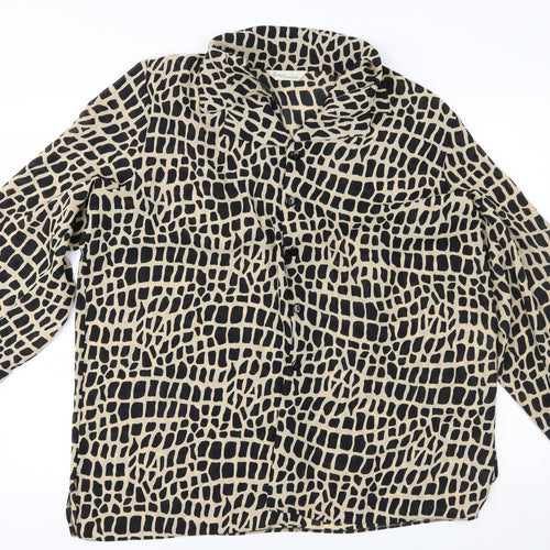 Design Essentials Womens Beige Animal Print  Basic Button-Up Size 20