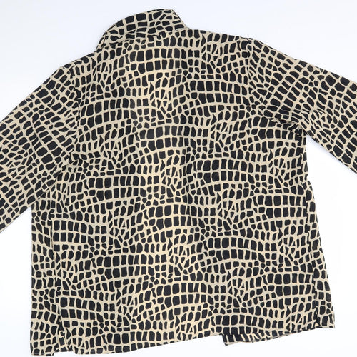 Design Essentials Womens Beige Animal Print  Basic Button-Up Size 20