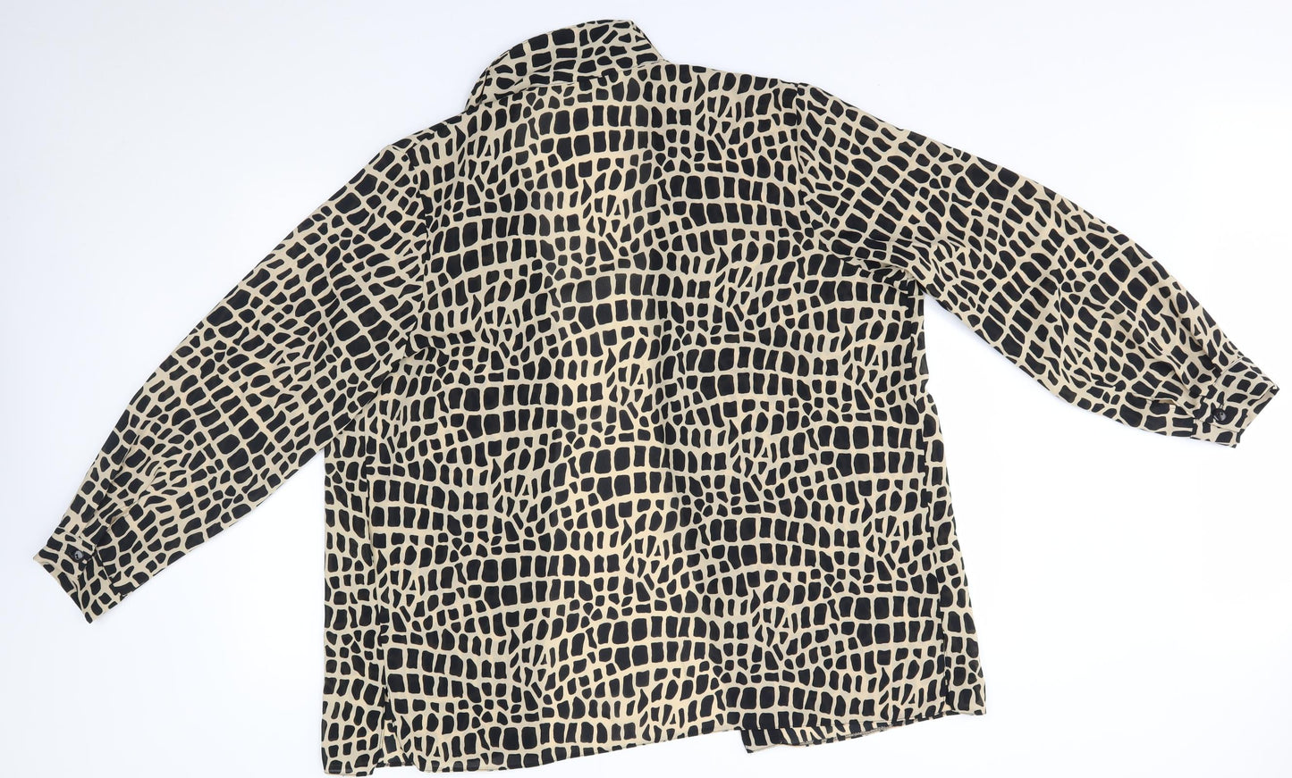Design Essentials Womens Beige Animal Print  Basic Button-Up Size 20