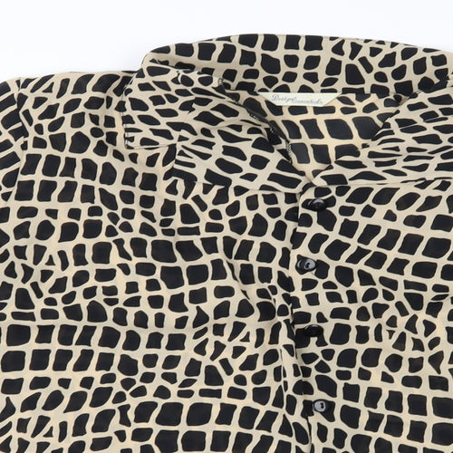 Design Essentials Womens Beige Animal Print  Basic Button-Up Size 20