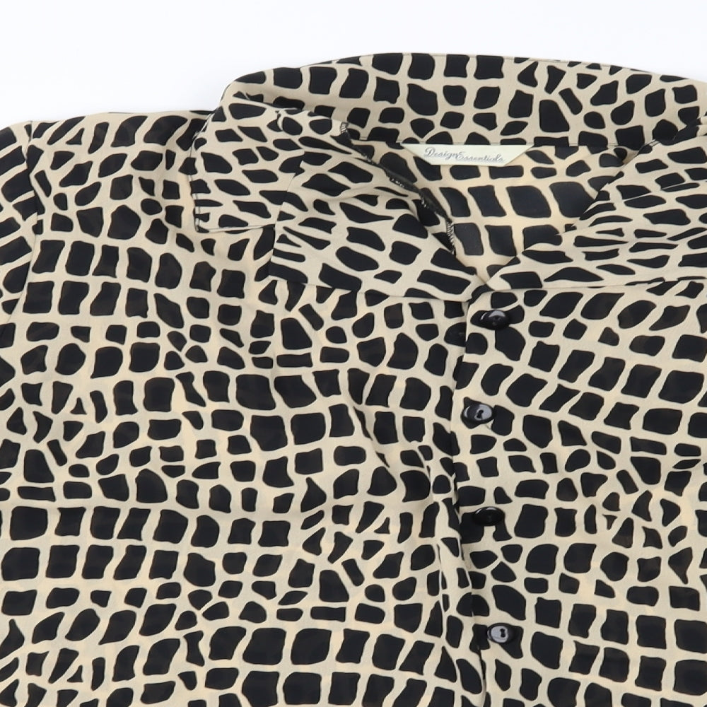 Design Essentials Womens Beige Animal Print  Basic Button-Up Size 20