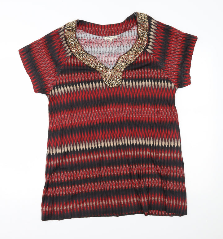 Tommy & Kate Womens Red Fair Isle Basic Blouse Size 18