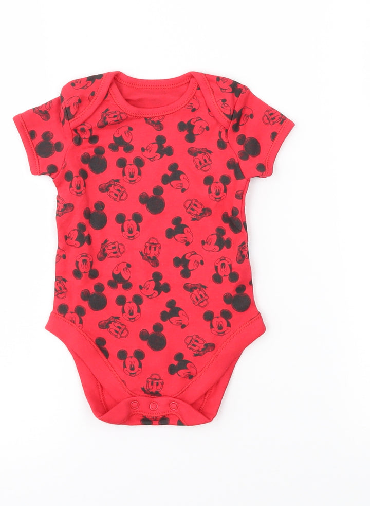 George Baby Red Babygrow One-Piece Size 6-9 Months - mickey mouse, disney