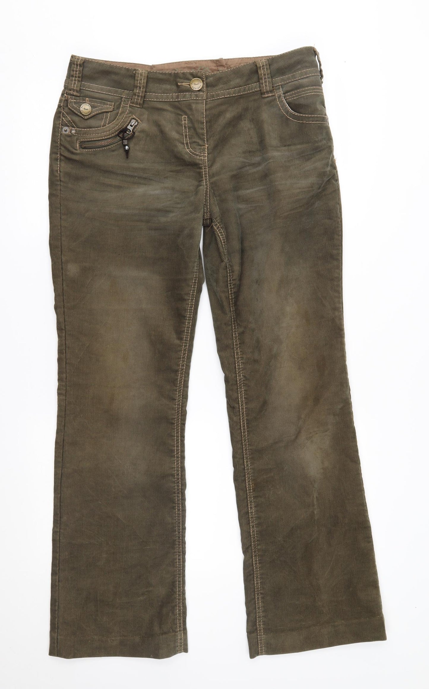 NEXT Womens Green  Corduroy Bootcut Jeans Size 14 L30 in