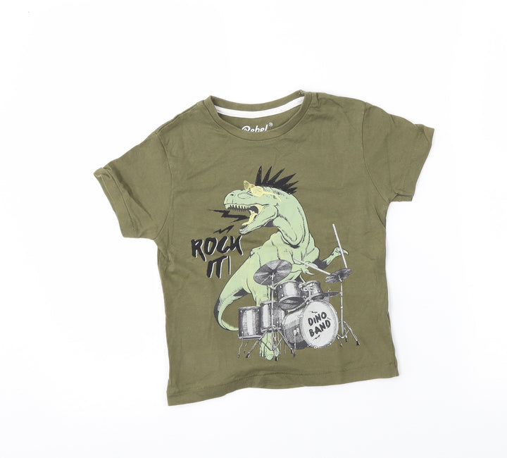 Primark Boys Green Basic T-Shirt Size 3-4 Years - dino