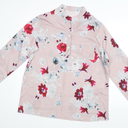 Preworn Womens Pink Floral  Basic Blouse Size 4XL