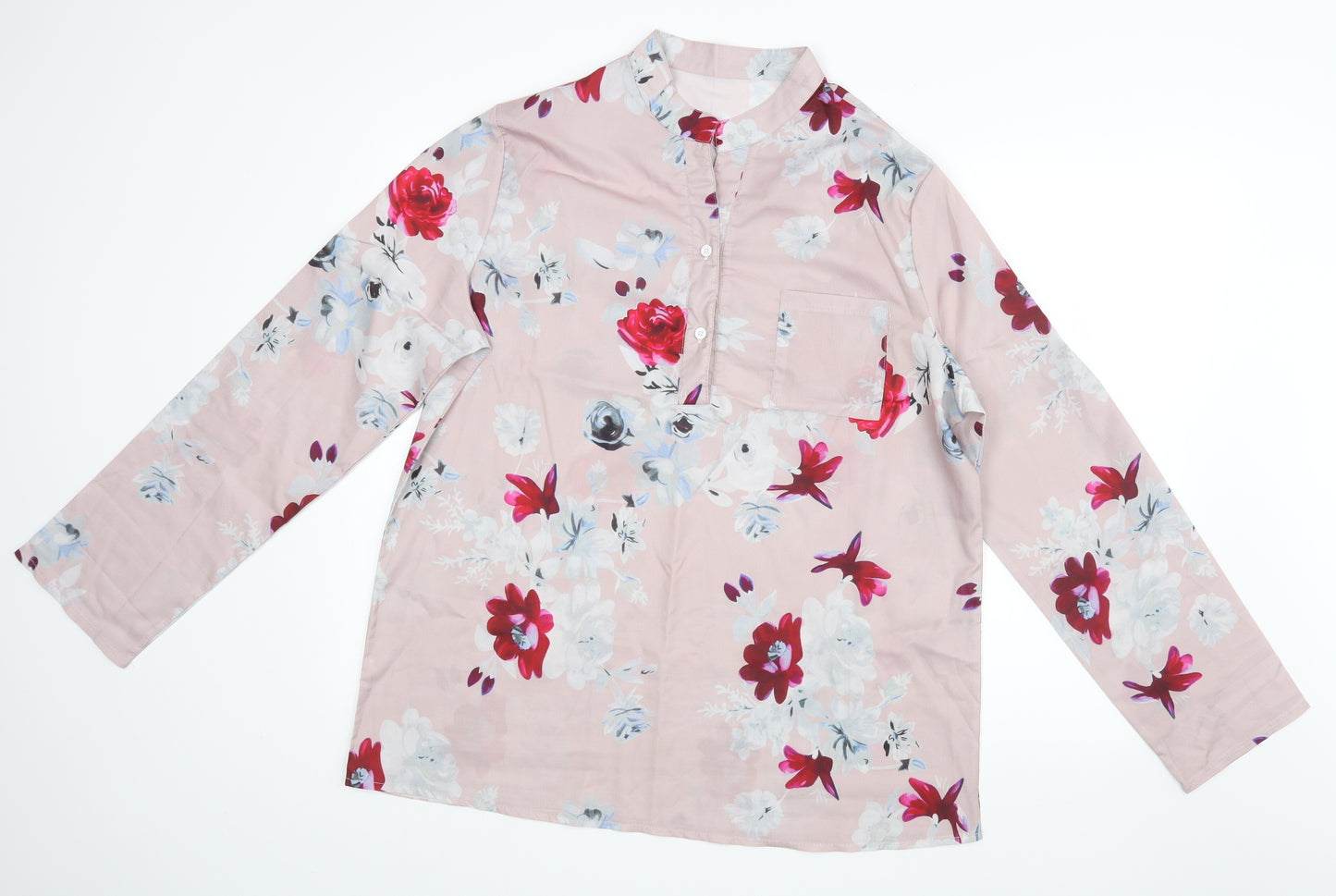 Preworn Womens Pink Floral  Basic Blouse Size 4XL