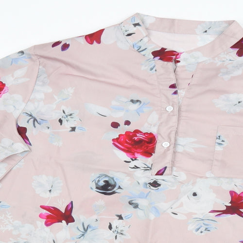 Preworn Womens Pink Floral  Basic Blouse Size 4XL