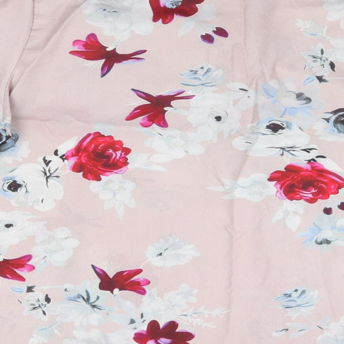 Preworn Womens Pink Floral  Basic Blouse Size 4XL