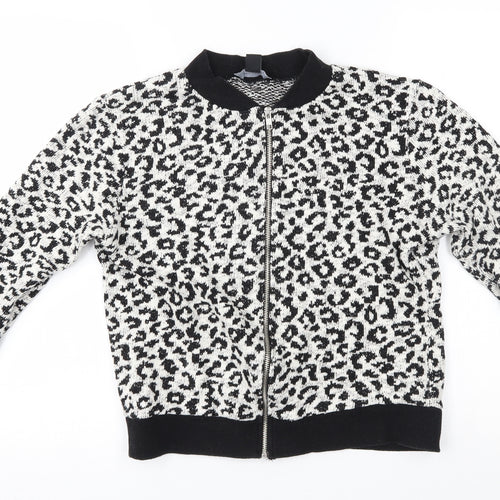 Atmosphere Womens White Animal Print  Bomber Jacket Jacket Size 14