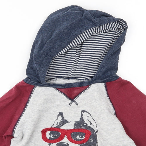 Little Me Boys Red   Pullover Hoodie Size 4 Years  - dog with glasses