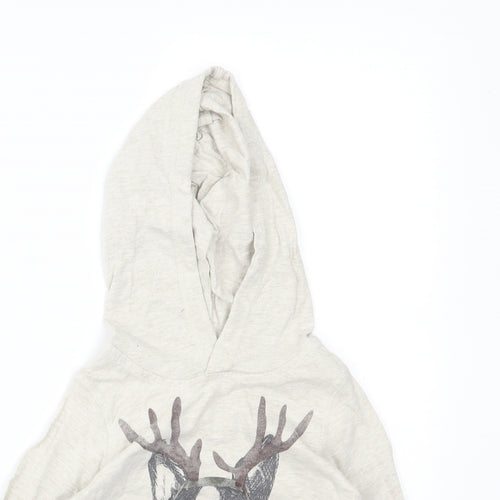 Gap Boys Grey   Pullover Hoodie Size 2 Years  - pug with reindeer antlers