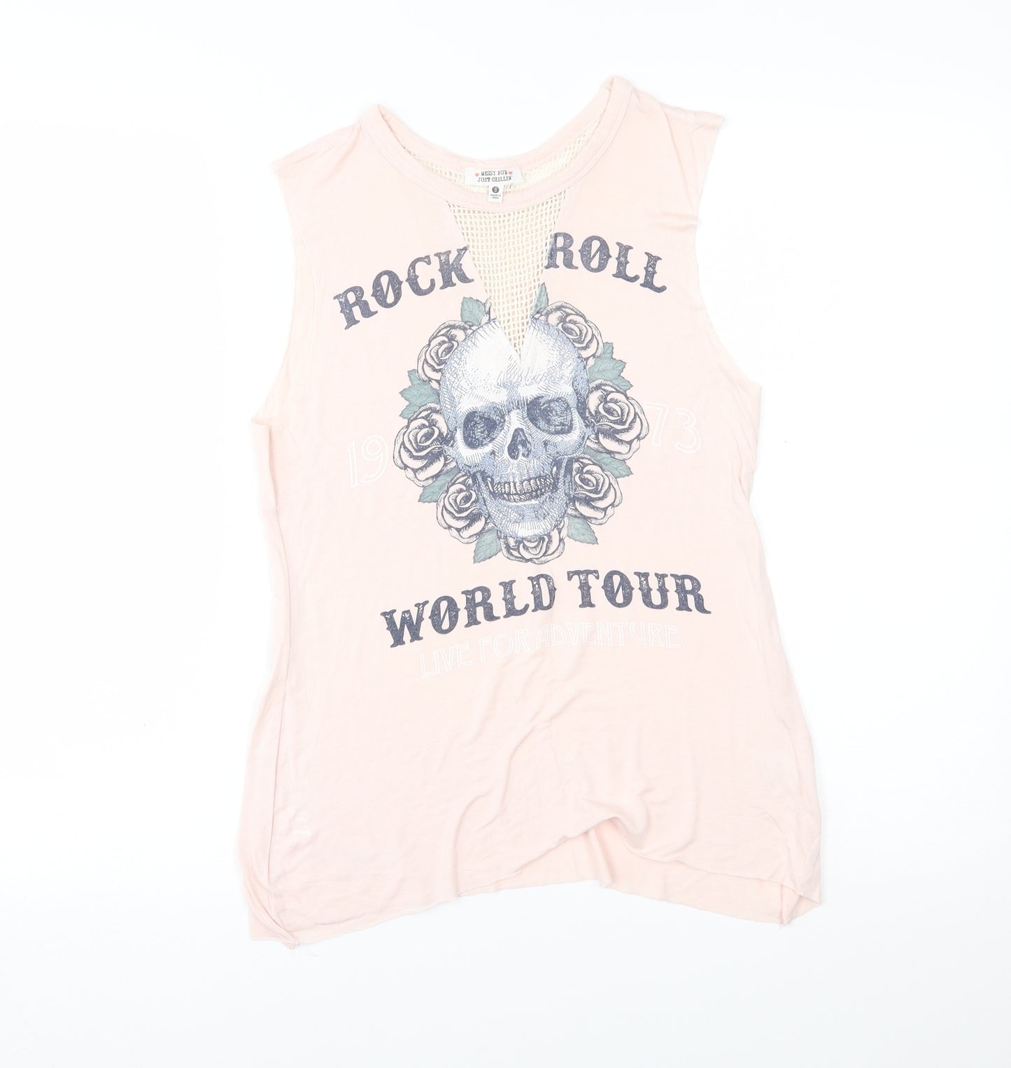 messy bun Womens Pink   Basic Tank Size S  - rock n roll world tour