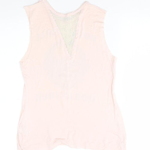 messy bun Womens Pink   Basic Tank Size S  - rock n roll world tour