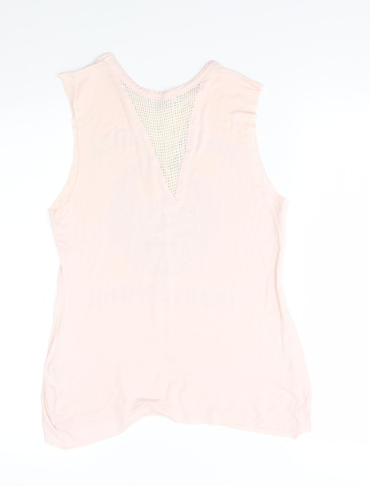 messy bun Womens Pink   Basic Tank Size S  - rock n roll world tour