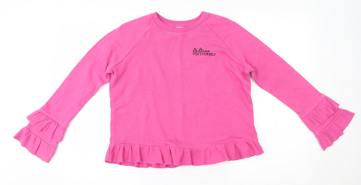 River Island Girls Pink   Pullover Jumper Size 11-12 Years  - believe in yourself