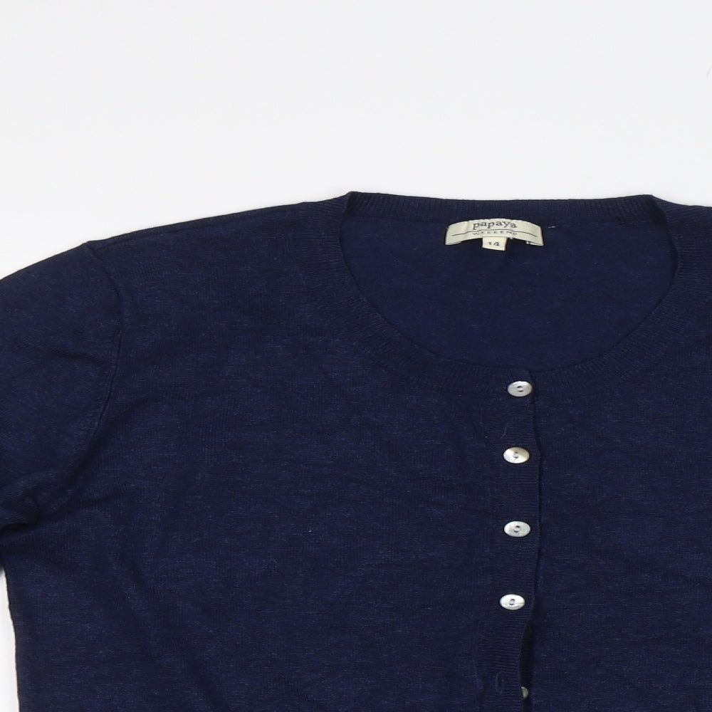 Papaya Womens Blue   Cardigan Jumper Size 14