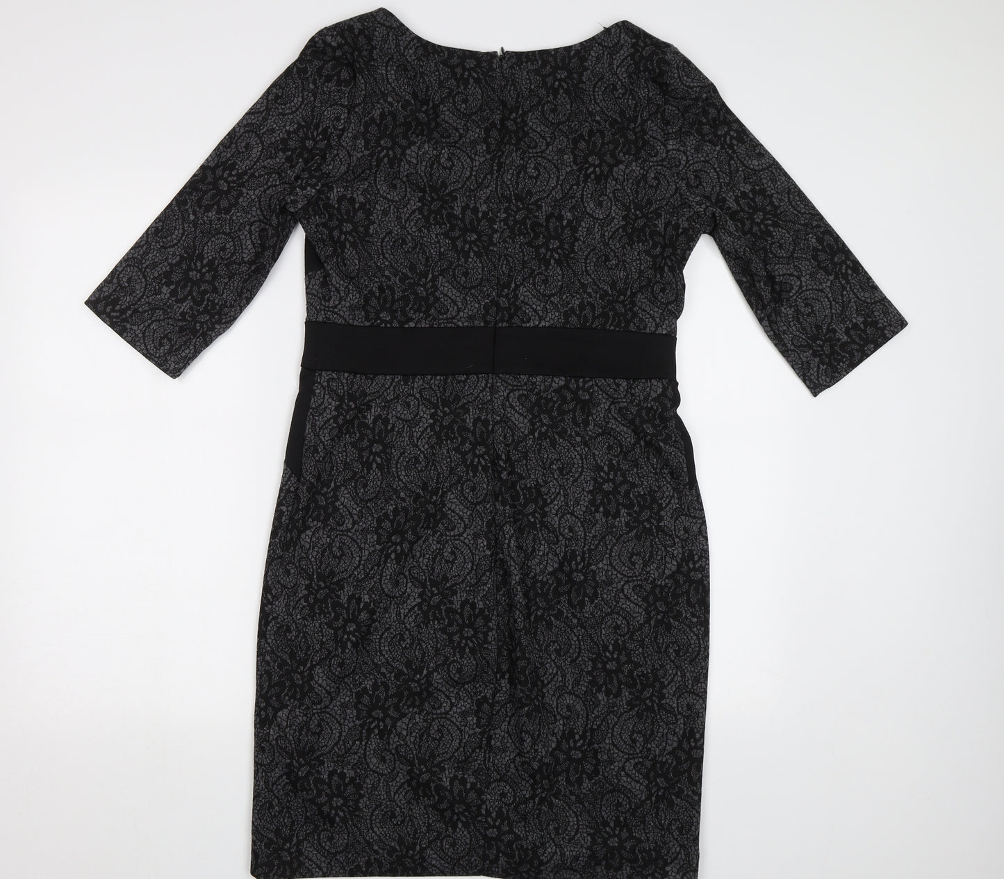 Sandra Darren Womens Black Floral  Bodycon  Size 10