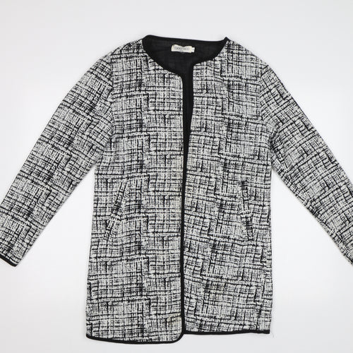 In the Style Womens Black Geometric  Overcoat Coat Size M