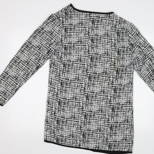 In the Style Womens Black Geometric  Overcoat Coat Size M