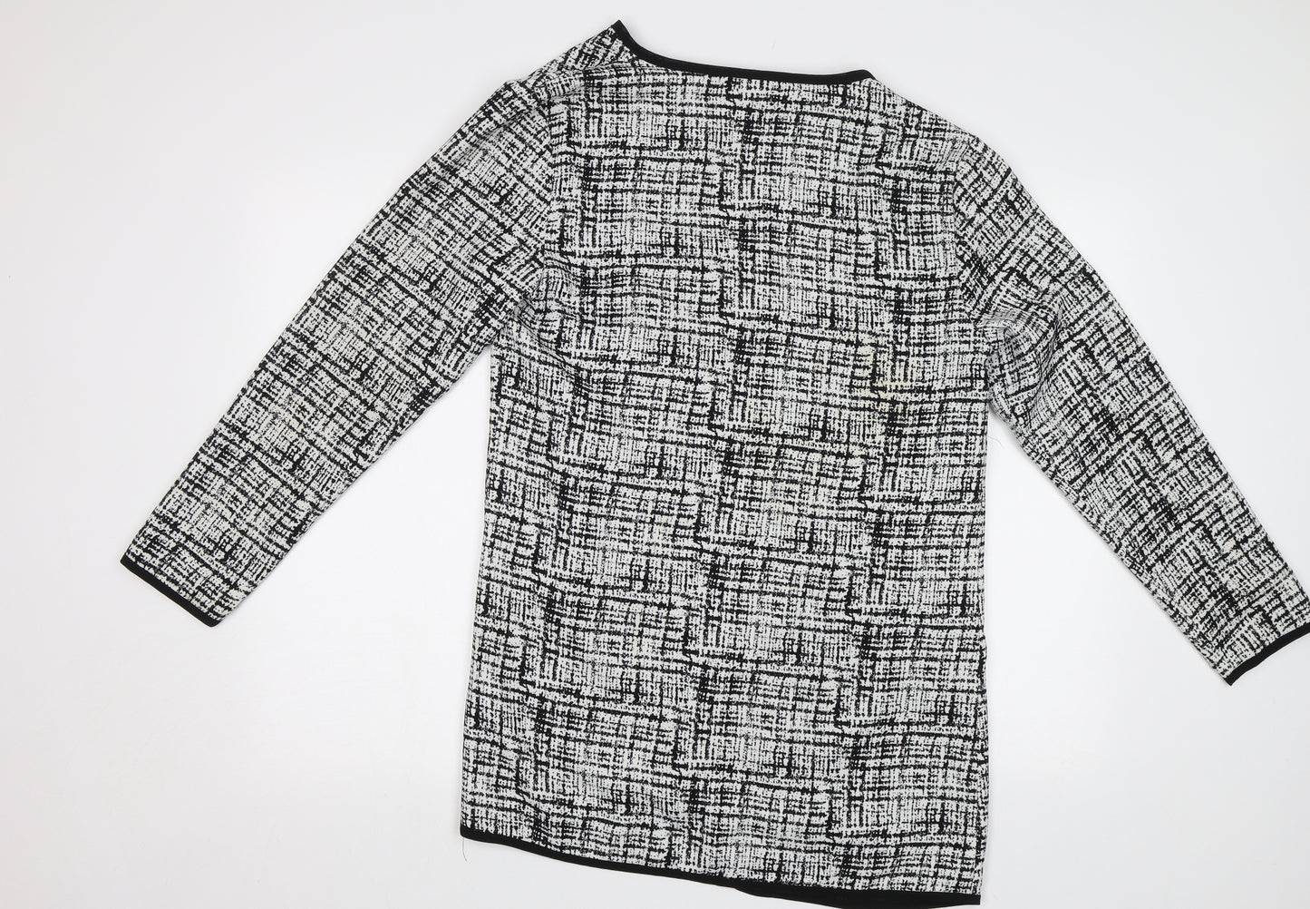 In the Style Womens Black Geometric  Overcoat Coat Size M
