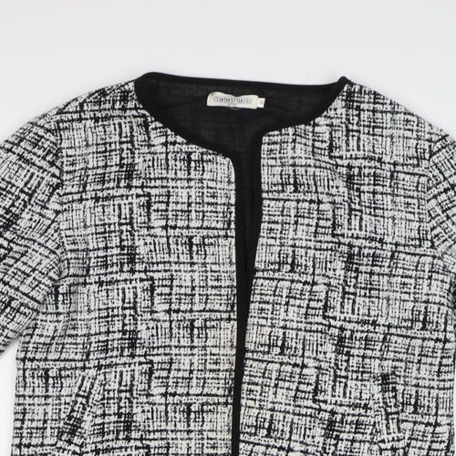 In the Style Womens Black Geometric  Overcoat Coat Size M