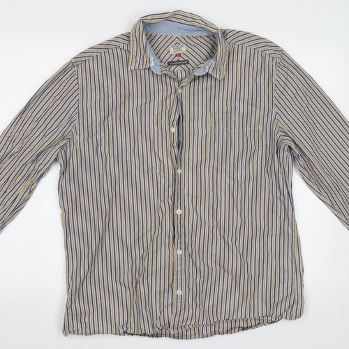 NEXT Mens Yellow Striped   Button-Up Size XL