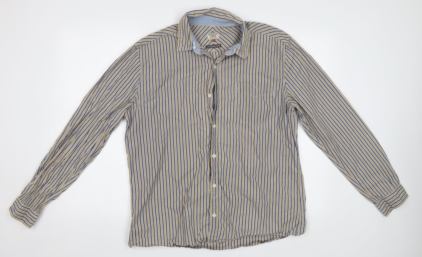 NEXT Mens Yellow Striped   Button-Up Size XL