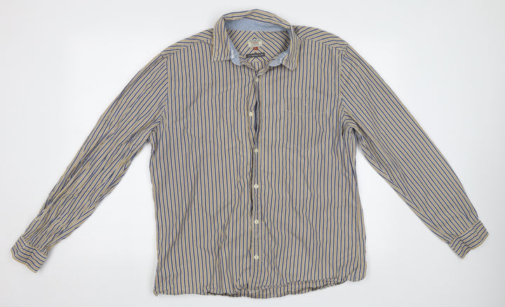 NEXT Mens Yellow Striped   Button-Up Size XL