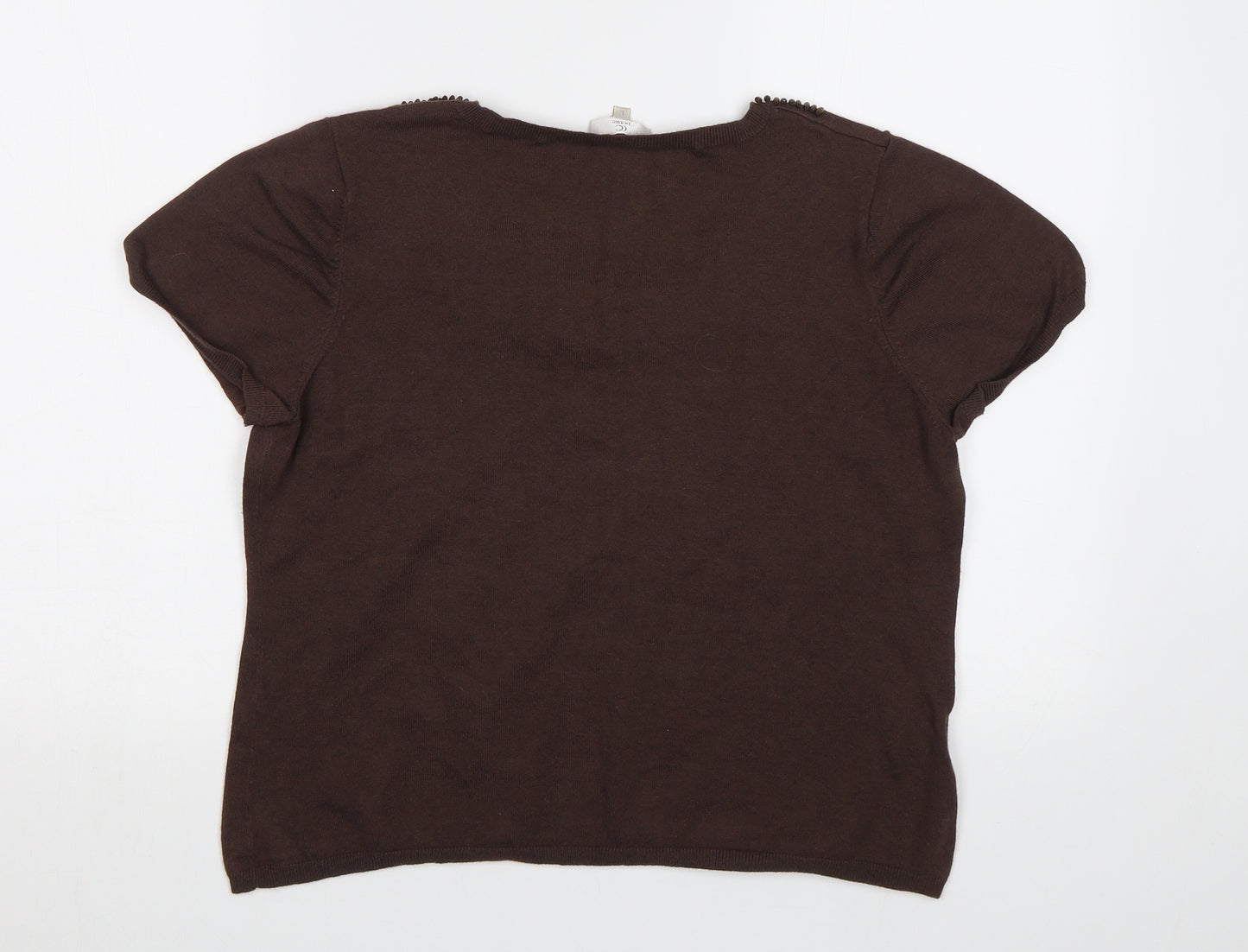 CC Petite Womens Brown   Pullover Jumper Size L  - Embelished Neckline