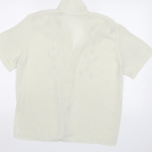 Rosy Womens Ivory Floral  Basic Blouse Size L