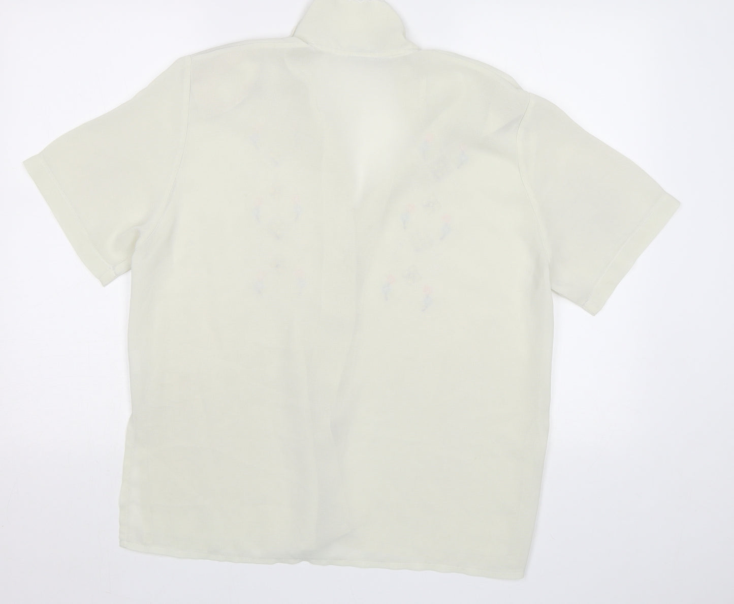 Rosy Womens Ivory Floral  Basic Blouse Size L