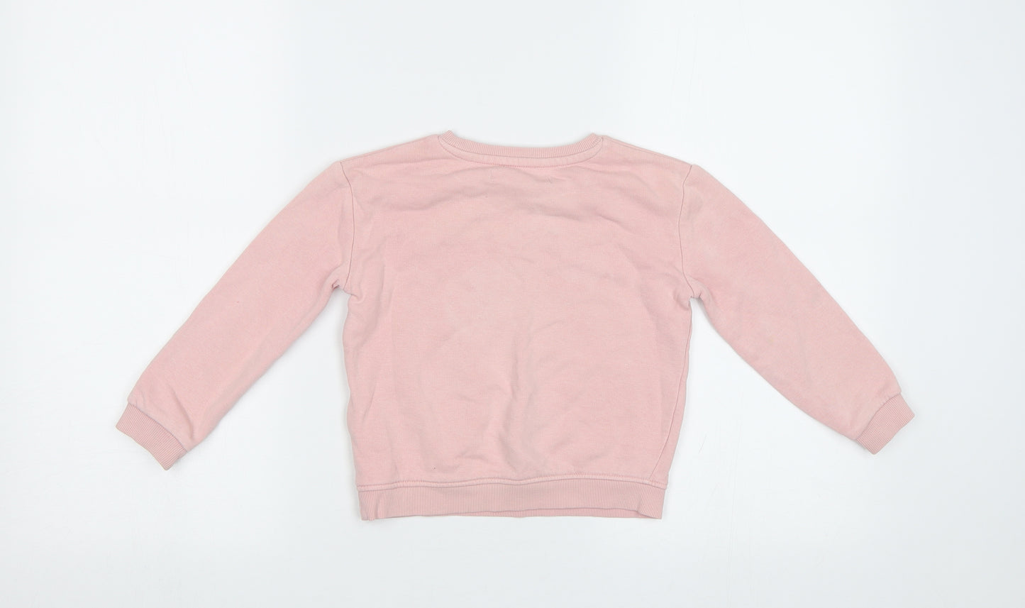 M&S Girls Pink   Pullover Sweatshirt Size 3-4 Years  - Dino