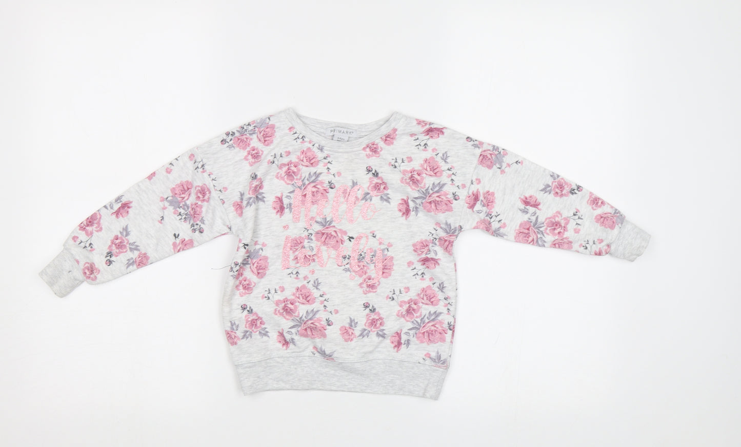 Primark Girls Grey Floral  Pullover Sweatshirt Size 3-4 Years