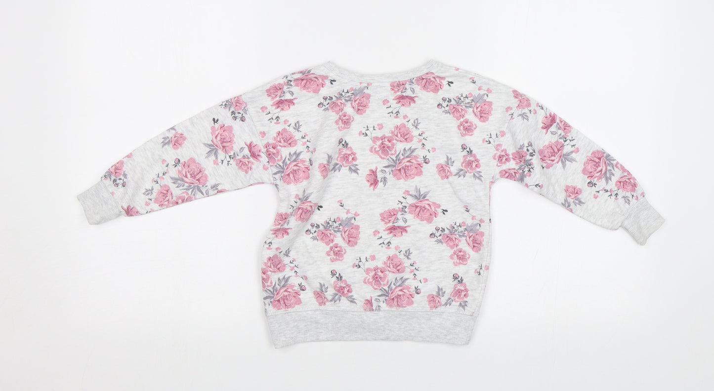Primark Girls Grey Floral  Pullover Sweatshirt Size 3-4 Years