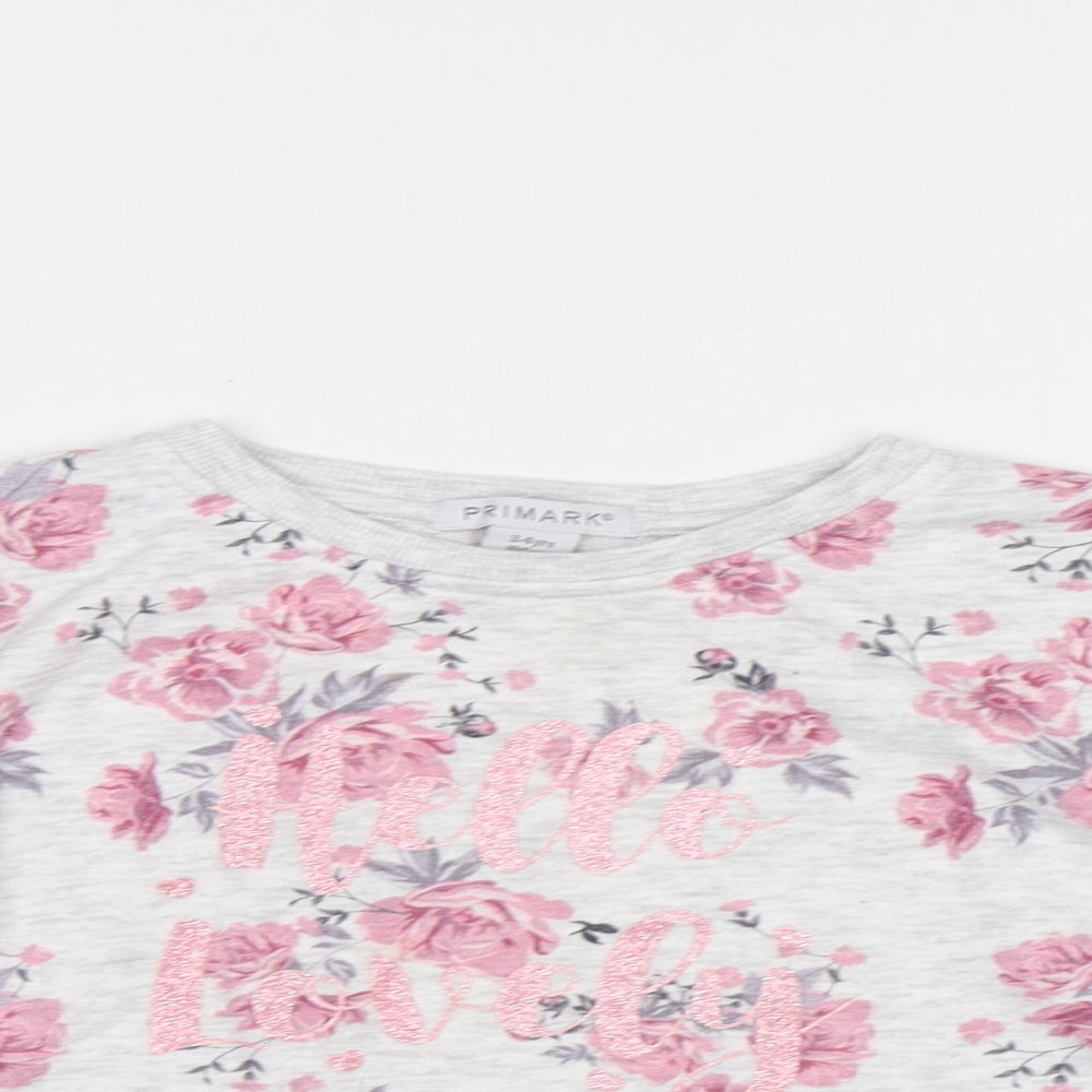 Primark Girls Grey Floral  Pullover Sweatshirt Size 3-4 Years