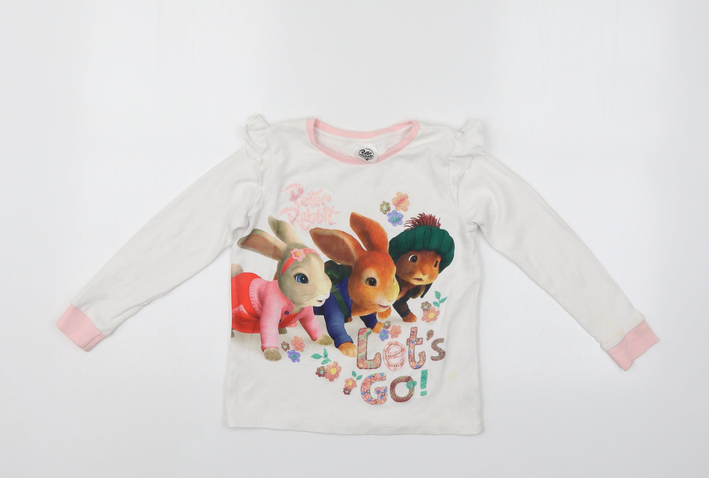 George Girls White   Pullover Jumper Size 6-7 Years  - Peter Rabbit