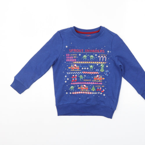 F&F Boys Blue   Pullover Sweatshirt Size 5-6 Years