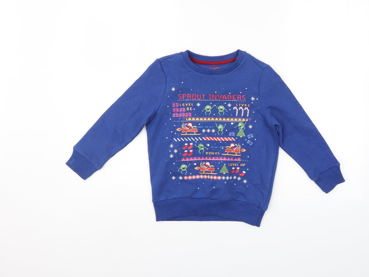 F&F Boys Blue Pullover Sweatshirt Size 5-6 Years
