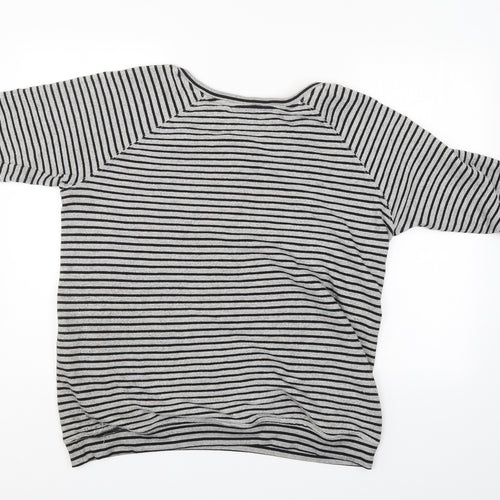 New Look Womens Grey Striped  Pullover Jumper Size 18