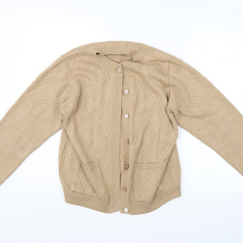 Beaumonde Womens Beige Argyle/Diamond  Cardigan Jumper Size 16