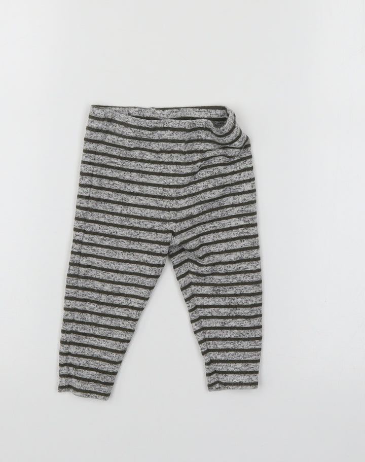 Fred & Flo Boys Grey Striped  Sweatpants Leggings Size 6-9 Months