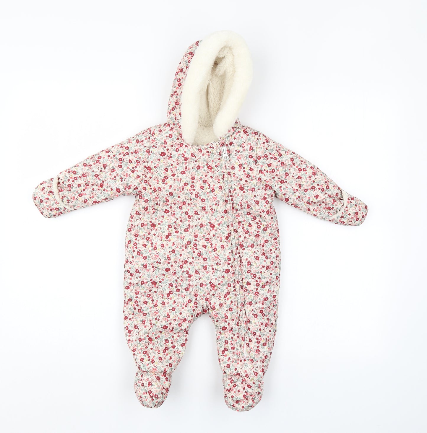 TU Girls Multicoloured Floral   Snowsuit Size 3-6 Months