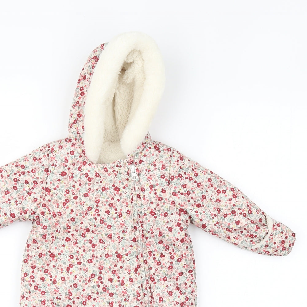 TU Girls Multicoloured Floral   Snowsuit Size 3-6 Months