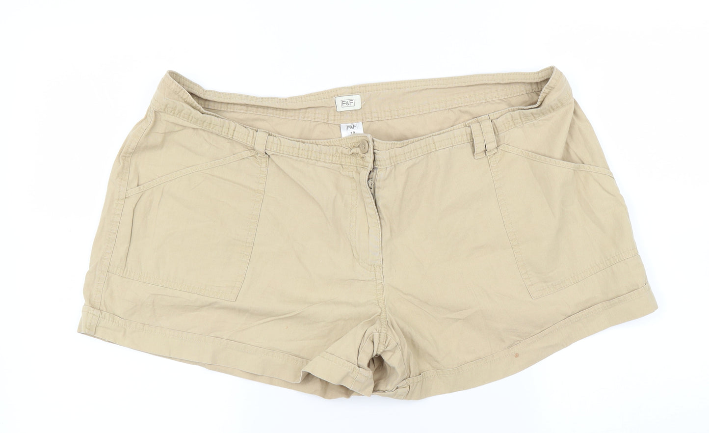 F&F Womens Beige   Hot Pants Shorts Size 18