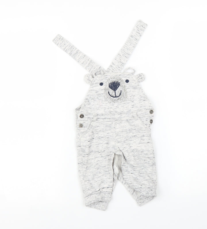 TU Baby Grey   Dungaree One-Piece Size 3-6 Months  - Bear