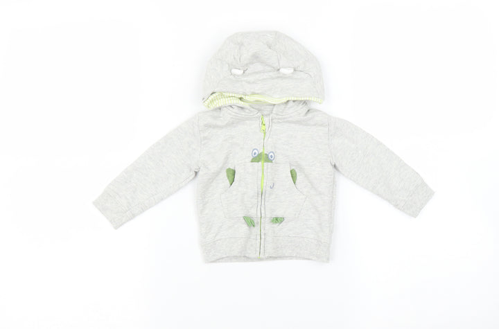 M Baby Grey   Full Zip Jumper Size 3-6 Months  - frog